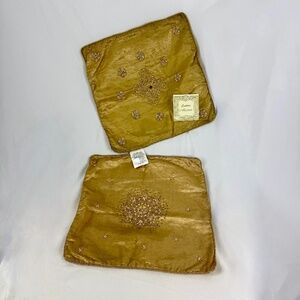 2 New Gold Sequin Throw Pillow Covers Only 16in Square Shiny Sparkling Christmas
